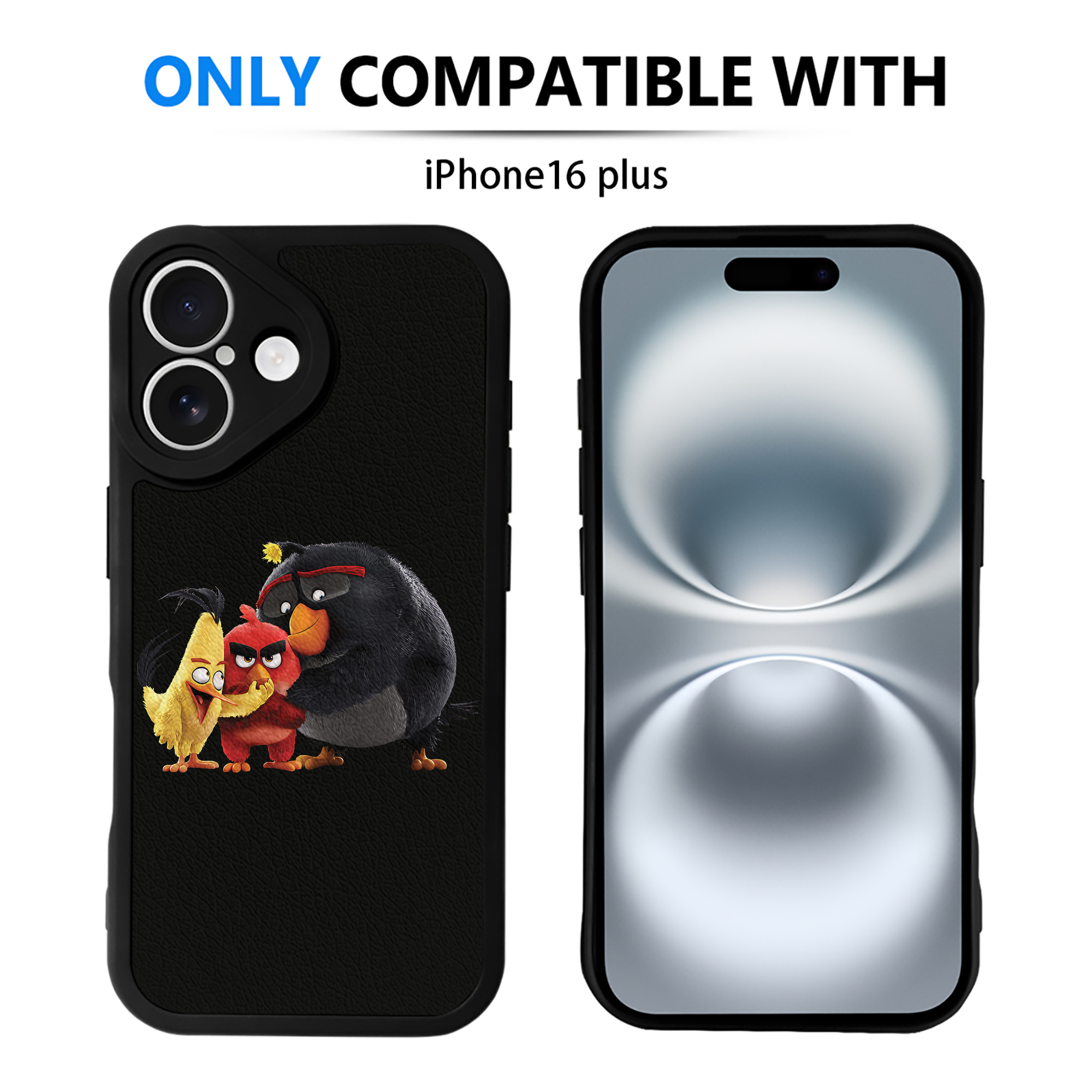 （画像用） Angry Birds アングリーバード 【iPhone 16シリーズ対応】シリコンスマホケース（レザー調） 材質：シリコン